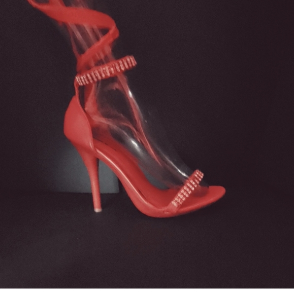 5inch Red heels with rhinestones & ribbon - Picture 12 of 15